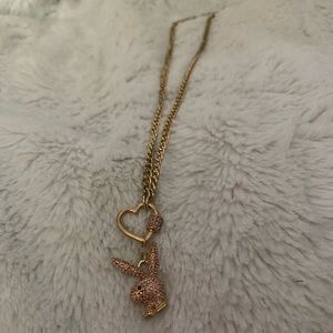 playboy bunny gold and pink chain necklace